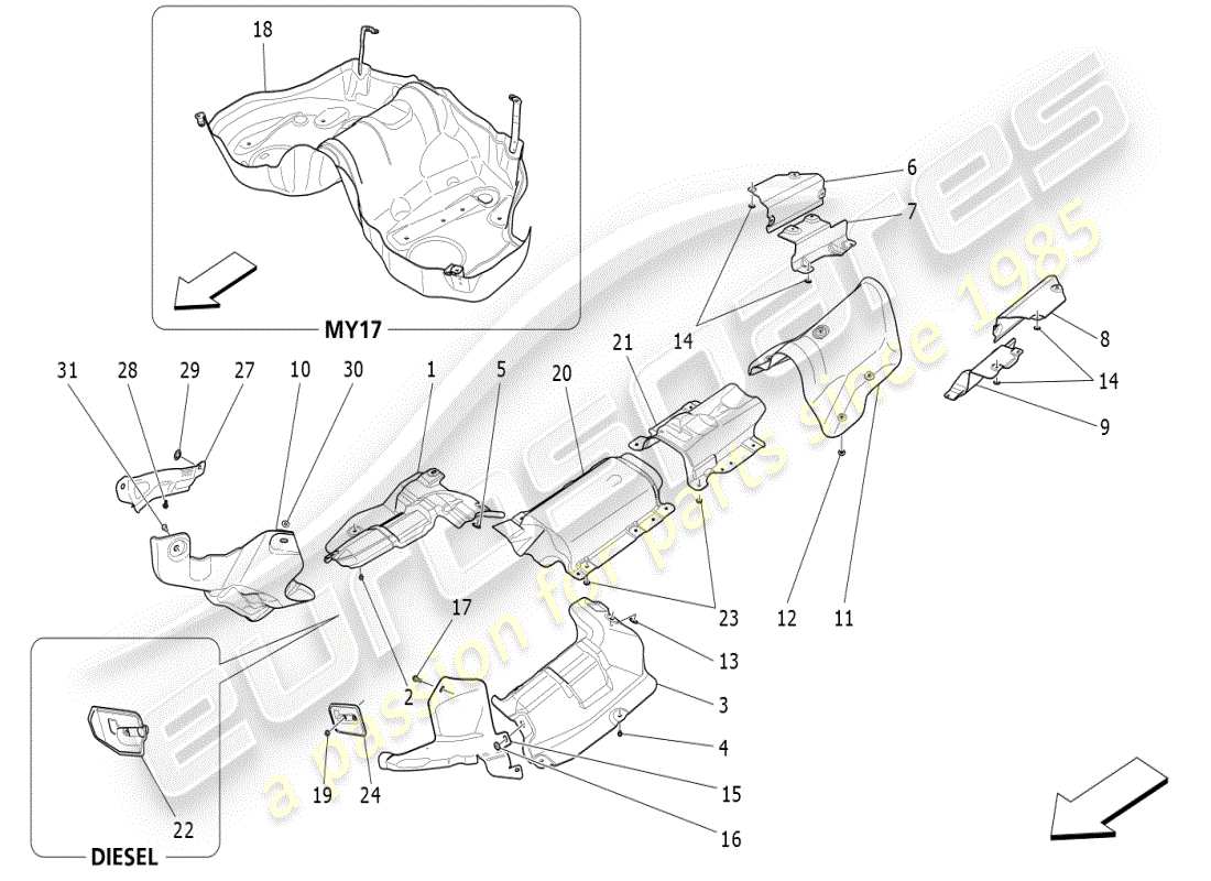 a part diagram from the maserati ghibli (2019) parts catalogue
