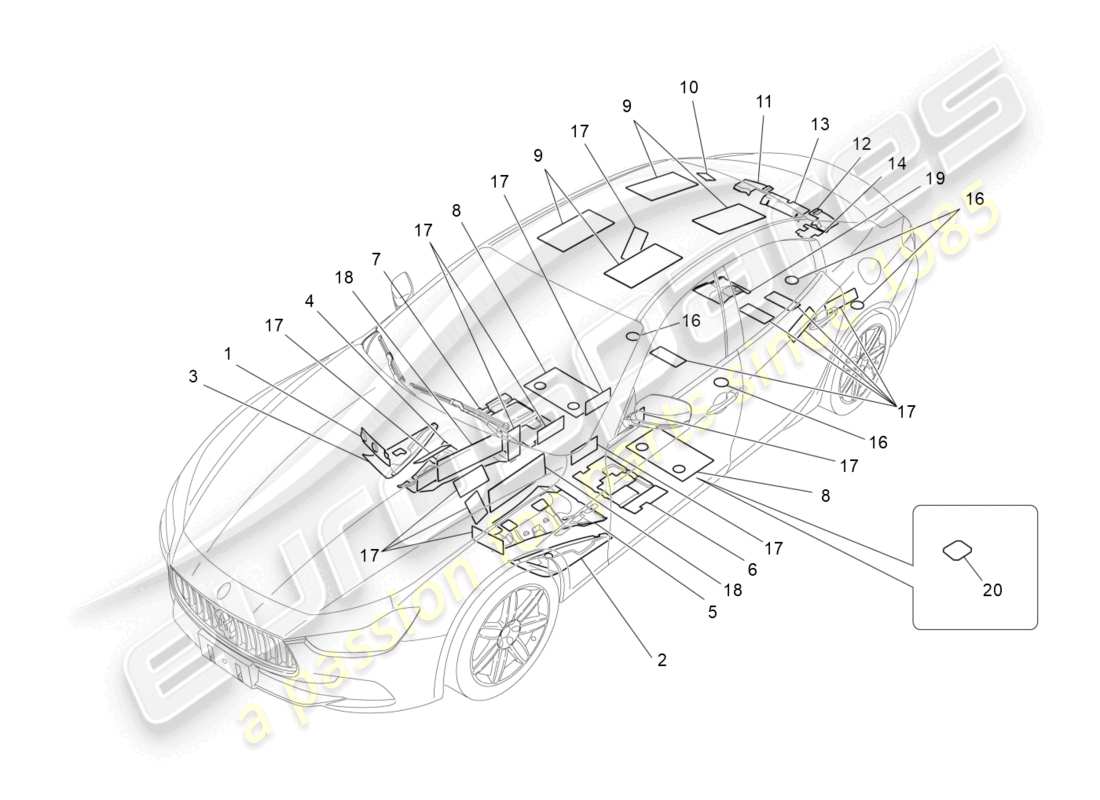 a part diagram from the maserati ghibli (2018) parts catalogue