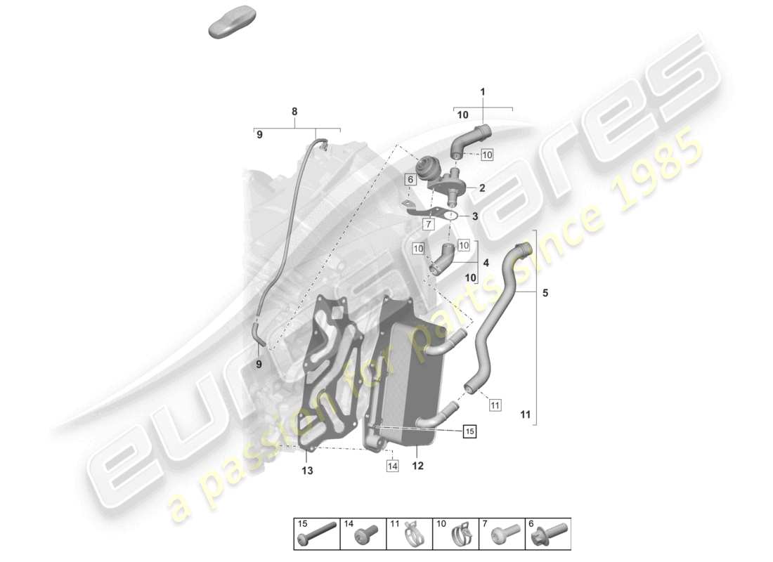 porsche 2026 (992-2 turbo / s) 8-speed dual clutch gearbox - pdk - cooling system for gear oil parts diagram