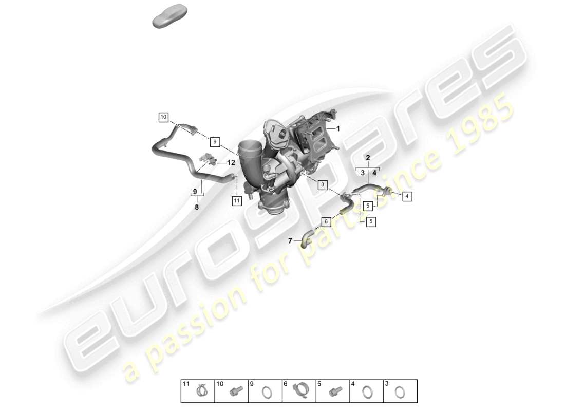 porsche 2023 (cayenne e3 pa) coolant cooling system for turbocharger part diagram