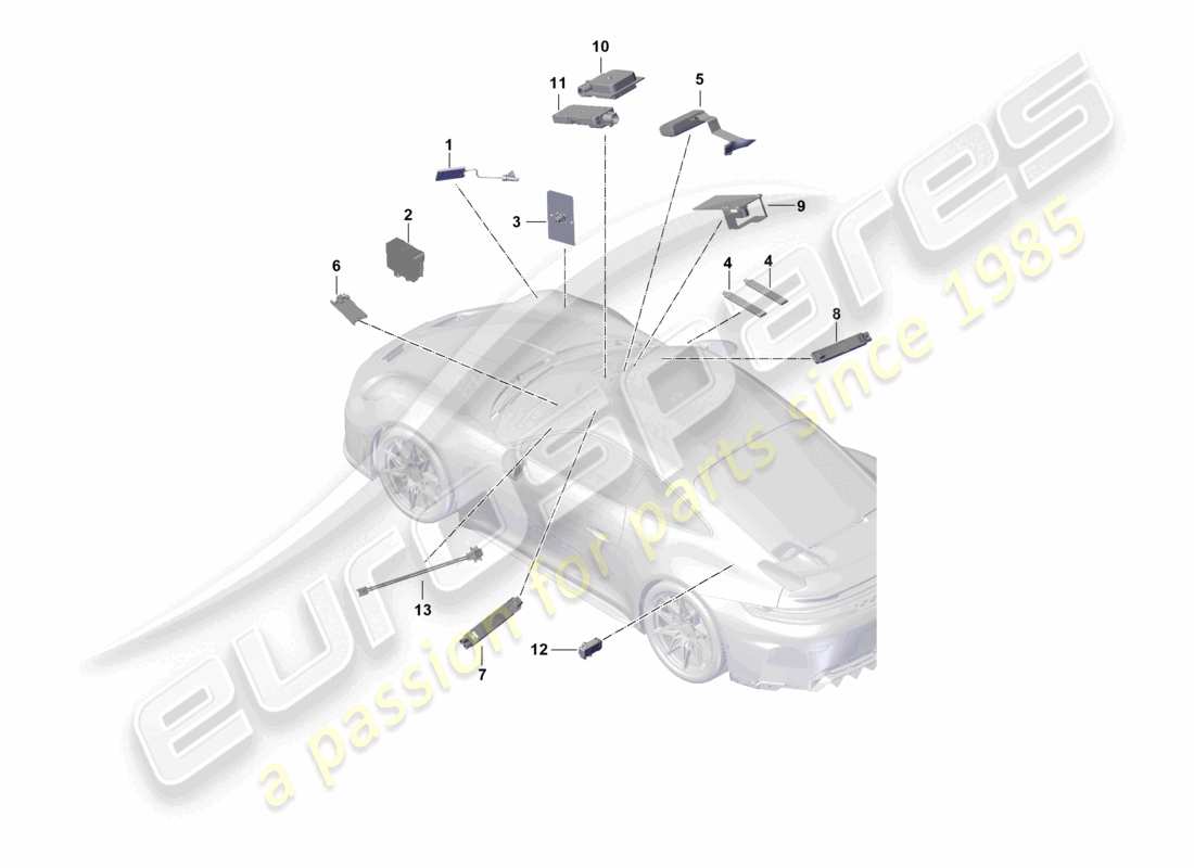 porsche 2026 (992-2 gt3) aerial front parts diagram