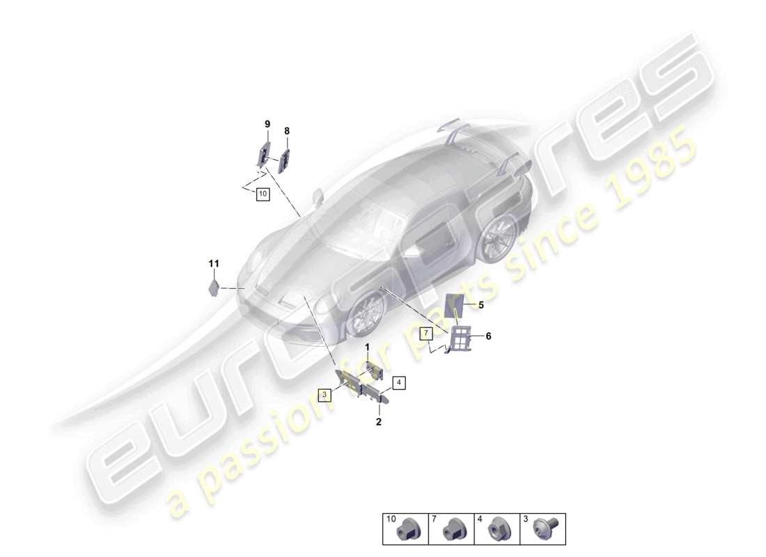 porsche 2025 (992-2 gt3) control units control unit for driver assist systems control unit for thermomanagement control unit (bcm) for conv. system & ob power supply control unit for opening garage door parts diagram