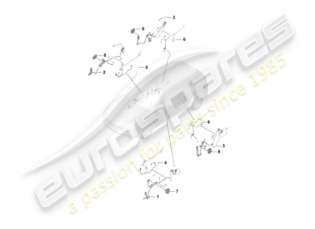 porsche 2023 (cayenne e3 9ya/9yb) wiring looms front and rear doors control units doors part diagram