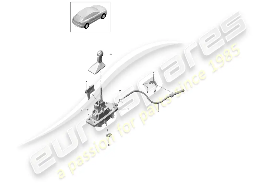 porsche 2020 (macan) selector lever - pdk - d - mj 2022>> parts diagram