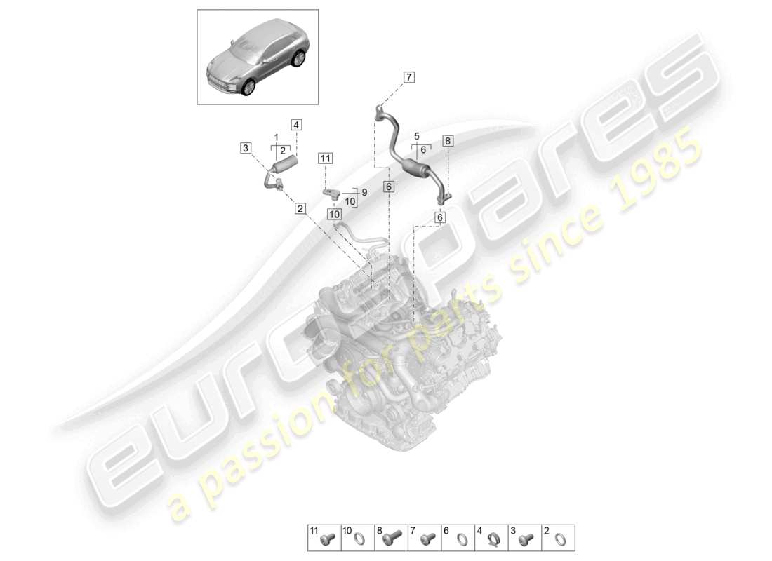 porsche 2021 (macan) coolant cooling system for turbocharger part diagram