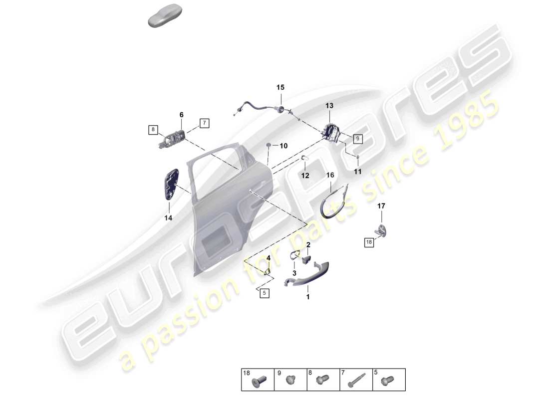 porsche 2024 (cayenne e3 pa) door handle, exterior rear door lock coupe part diagram