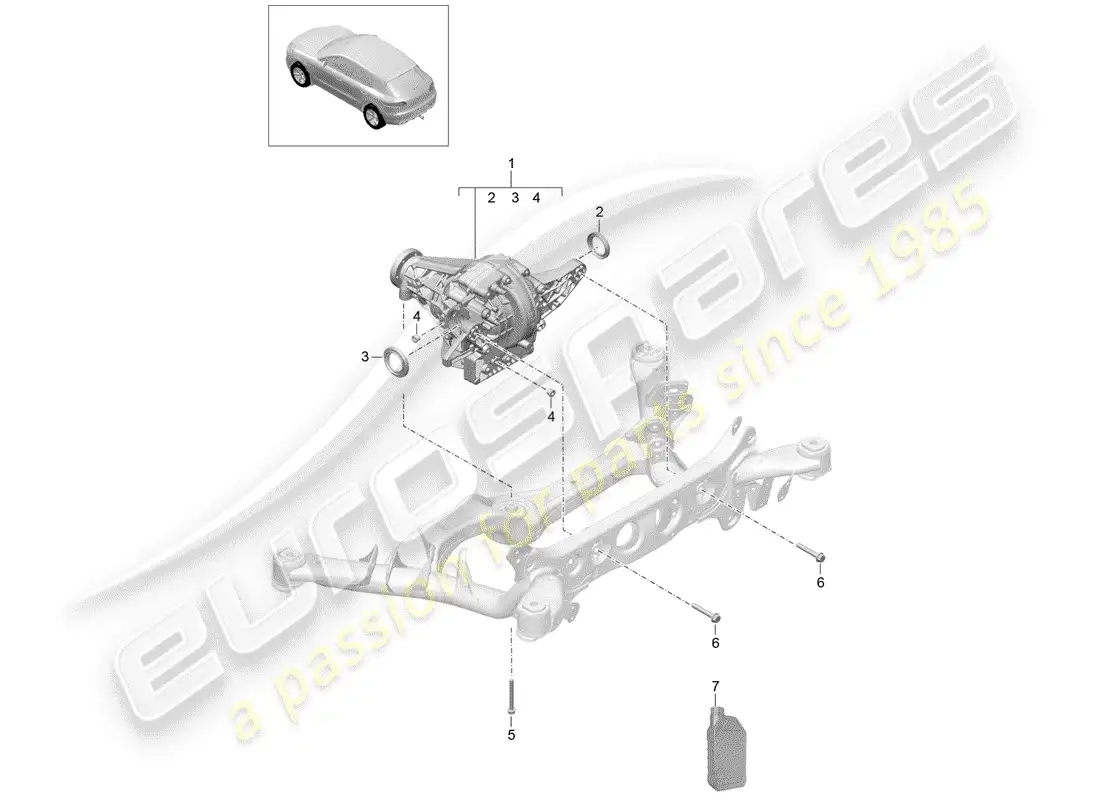 porsche 2014 (macan) rear axle differential parts diagram