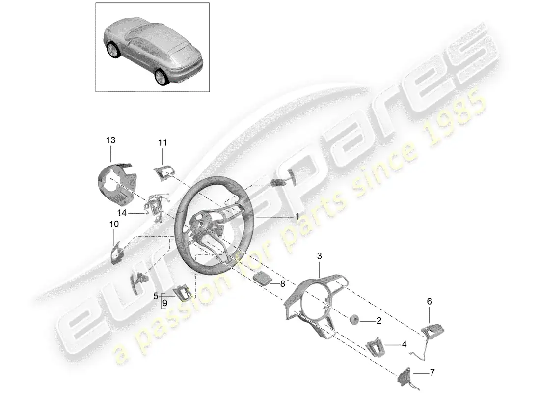porsche 2020 (macan) steering wheel parts diagram