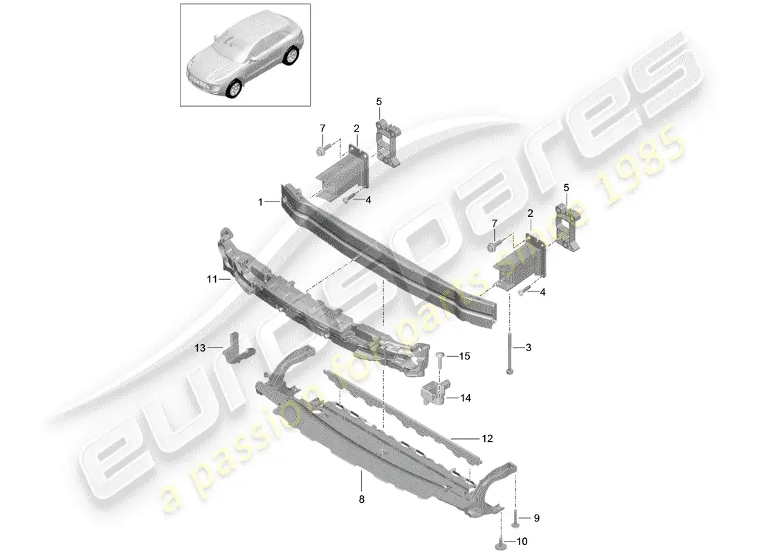 porsche 2014 (macan) bumper carrier front parts diagram