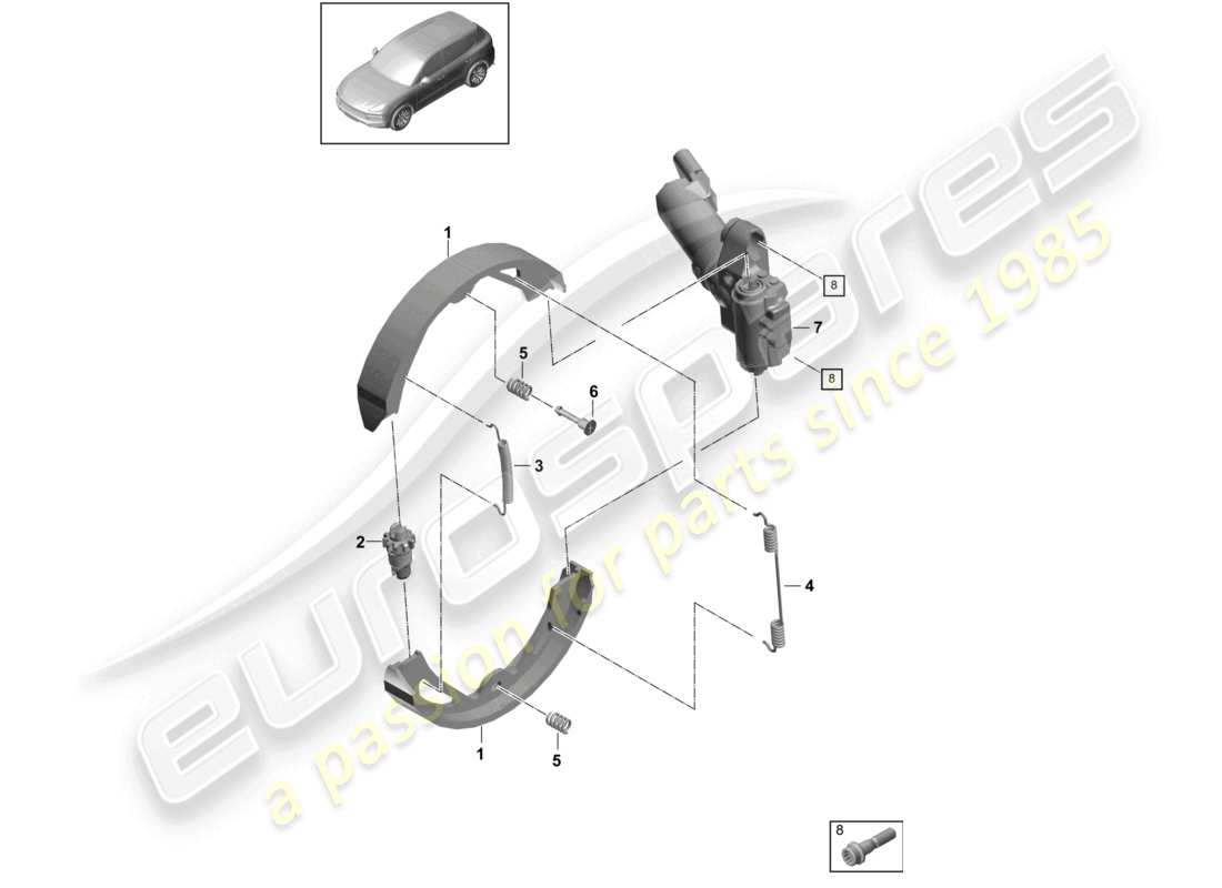porsche 2022 (cayenne e3 9ya/9yb) parking brake part diagram