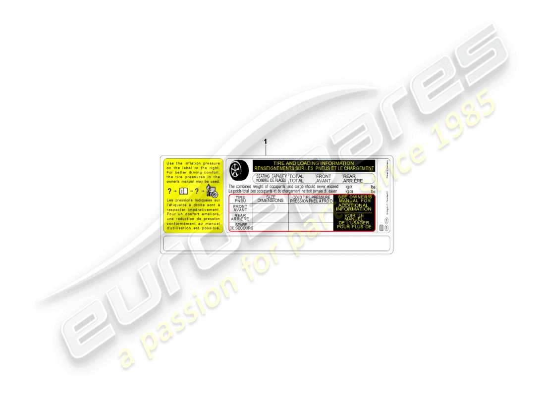 porsche 2026 (cayenne e3 pa) data plate for usa tyre pressure part diagram