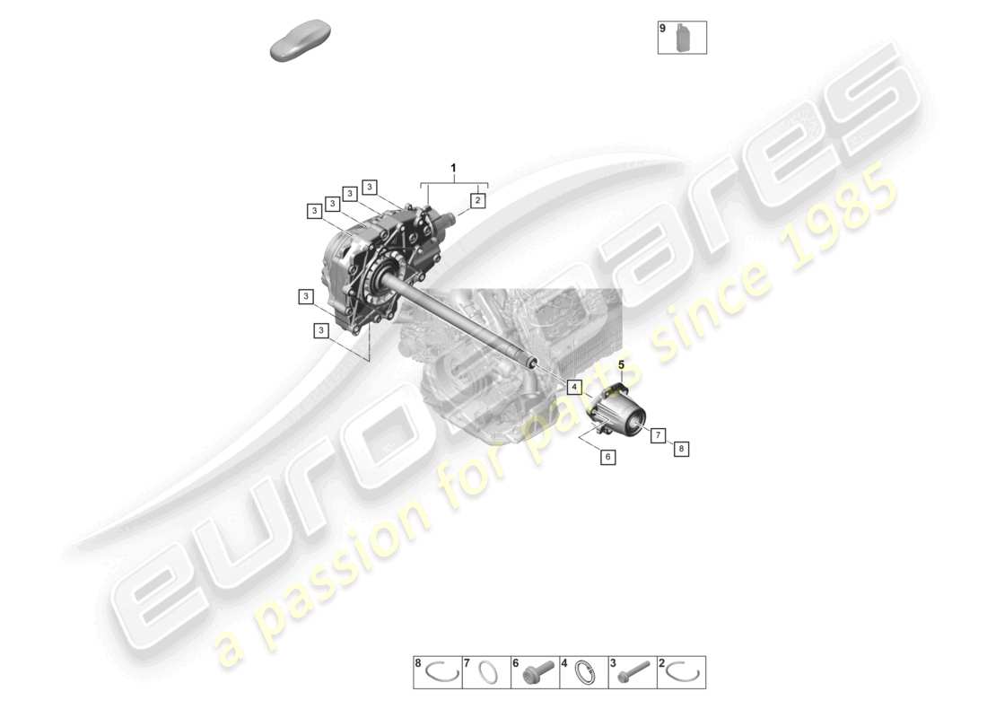 porsche 2023 (panamera 971-2) front axle differential console ready for installation parts diagram