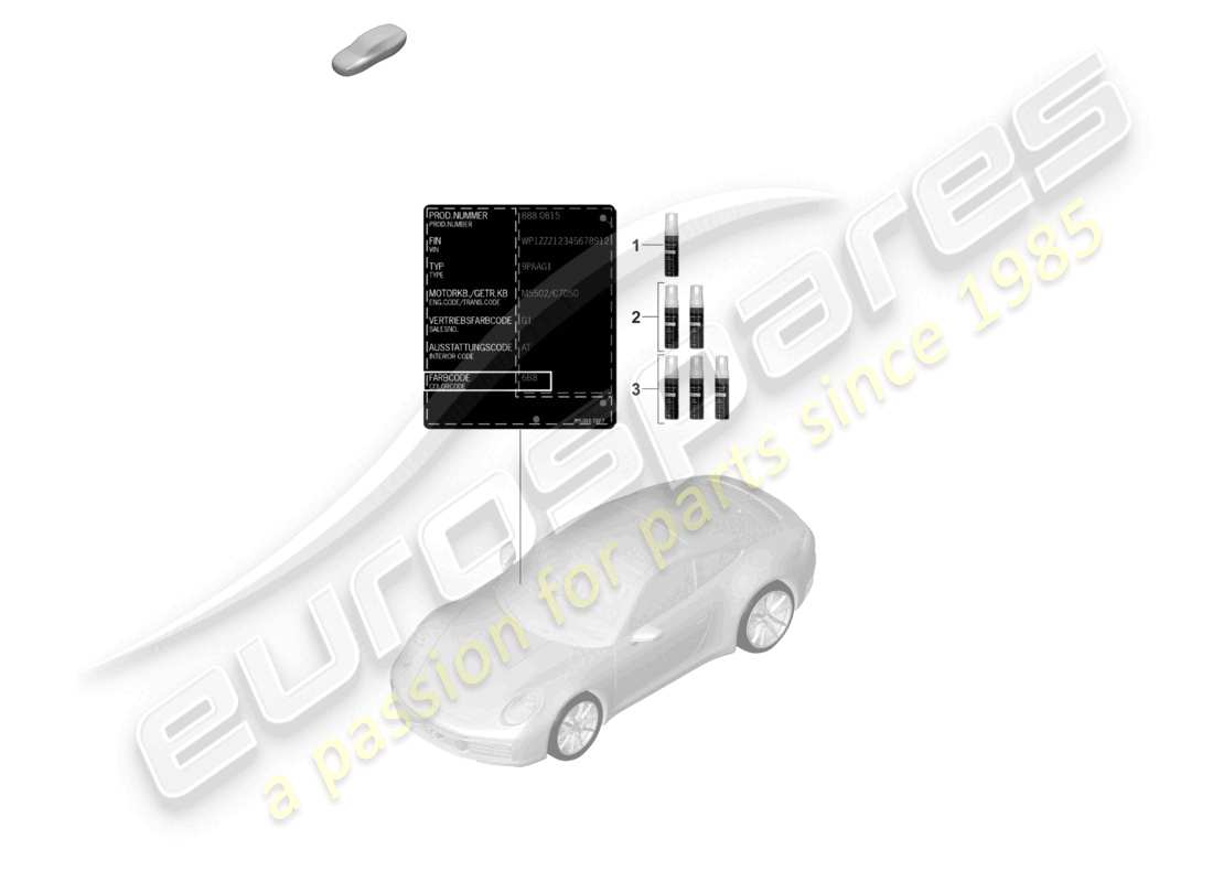 porsche 2023 (992-1) paint touch-up applicator paints parts diagram