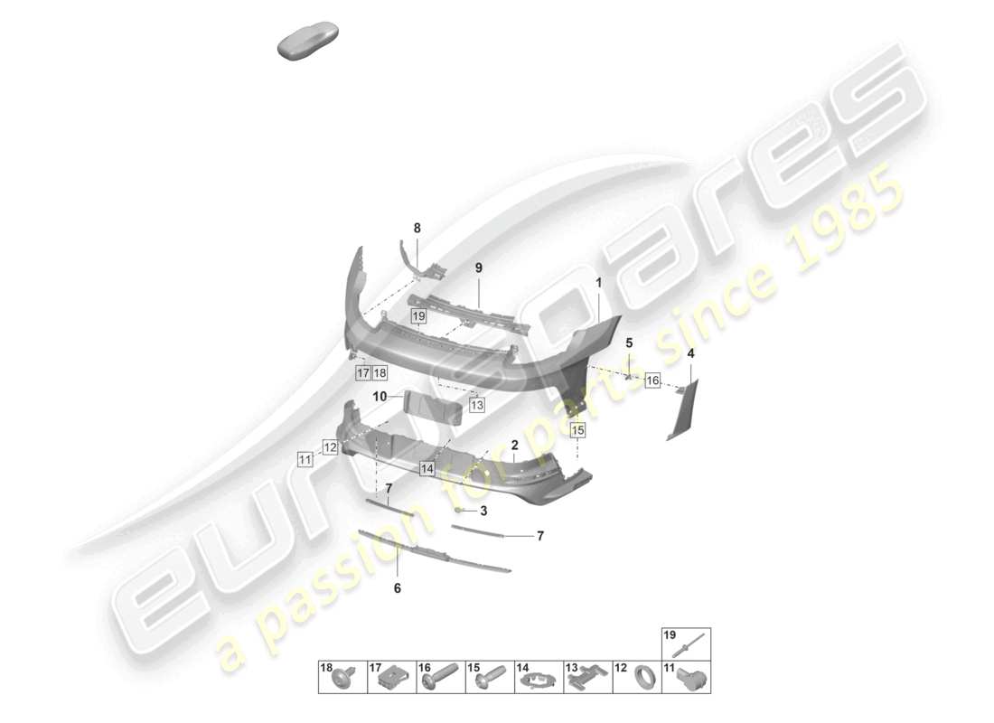 porsche 2025 (992-1 gt3/rs/st) bumper rear gt3 rs parts diagram
