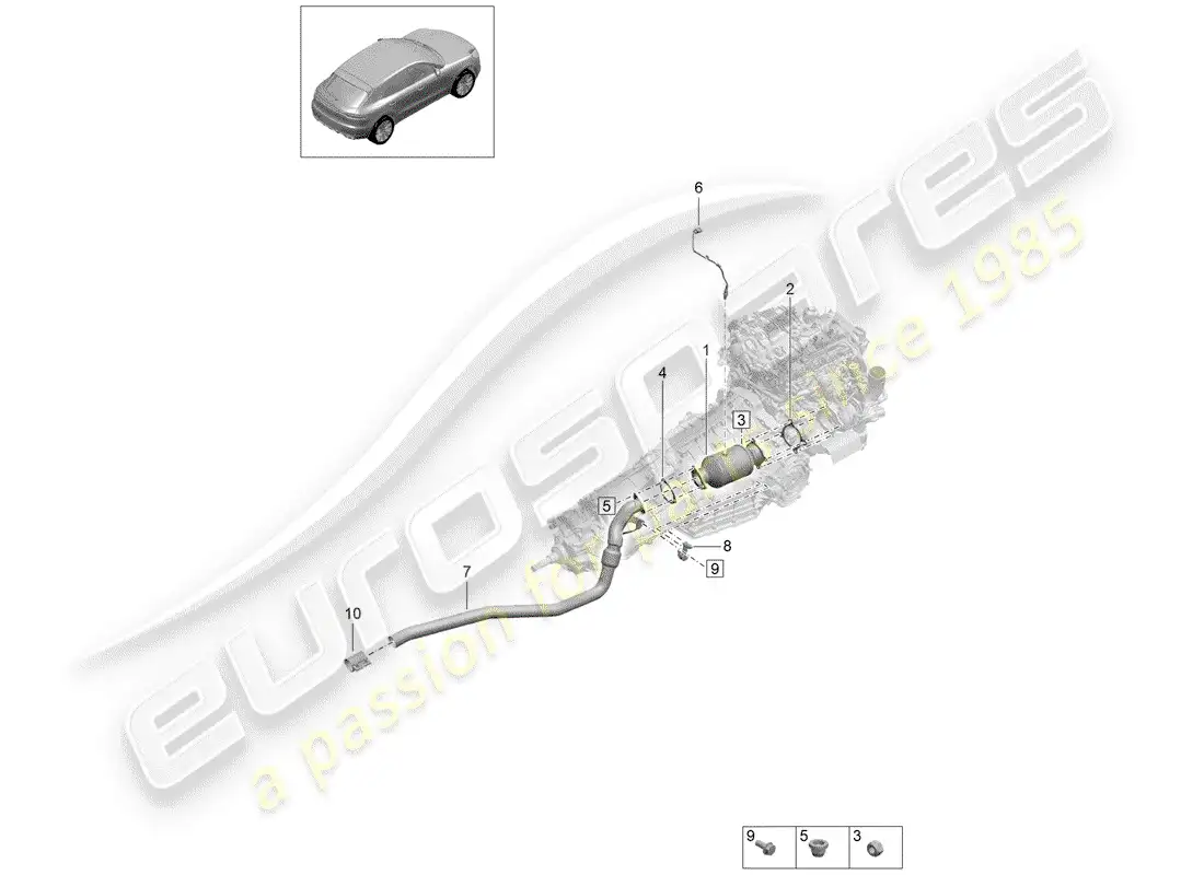 porsche 2020 (macan) catalytic converter lambda probe parts diagram