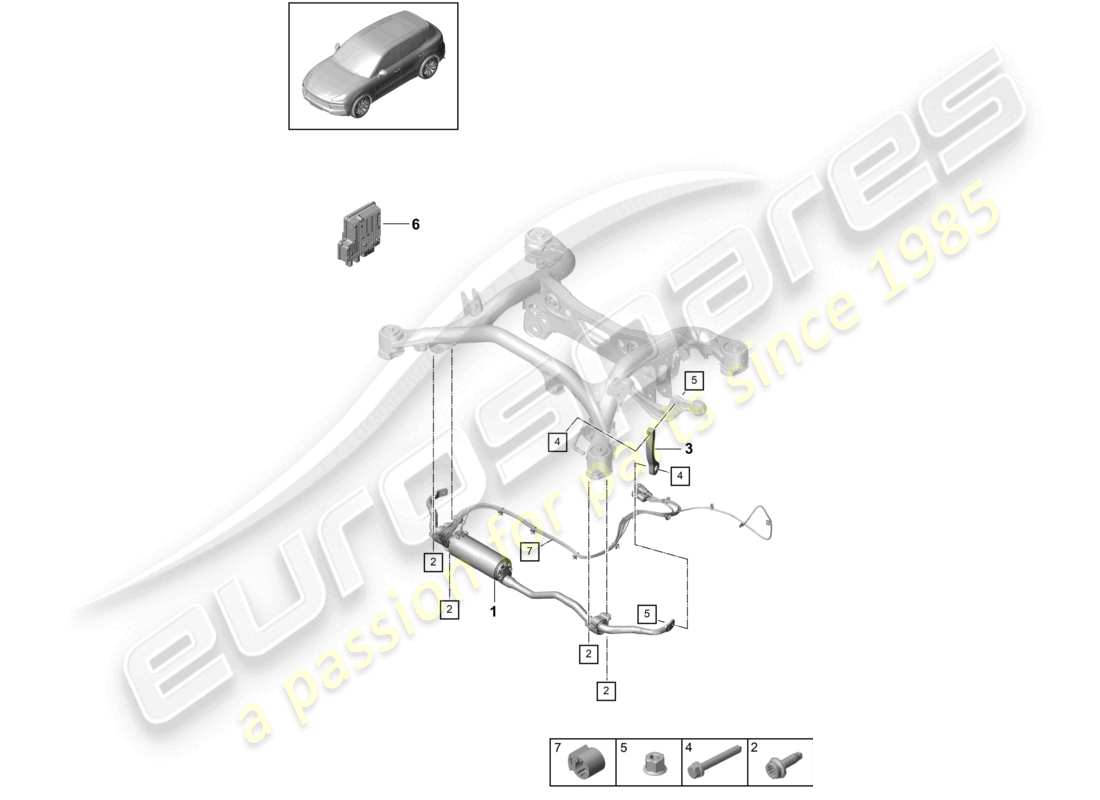 porsche 2021 (cayenne e3 9ya/9yb) anti-roll bar rear axle part diagram