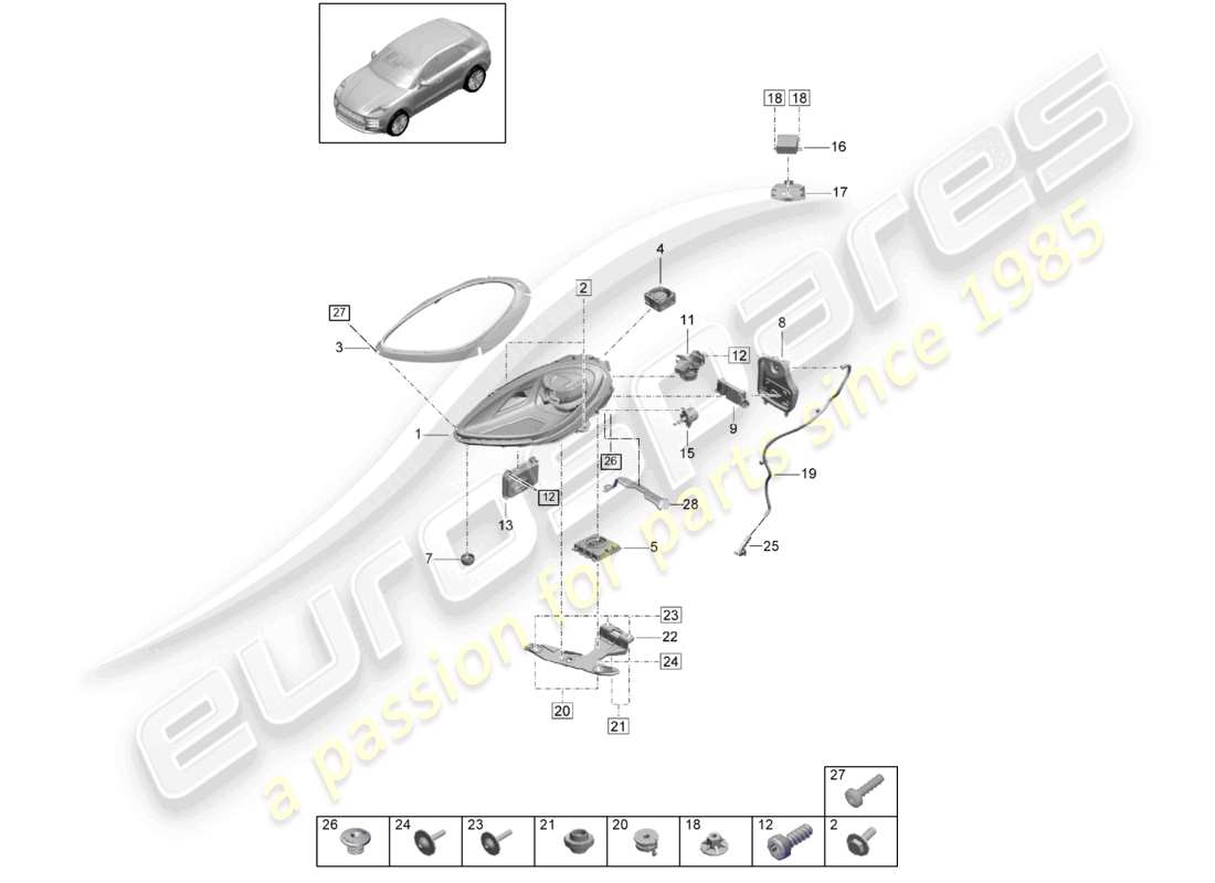 porsche 2022 (macan) led headlight pdls black pdls+ part diagram