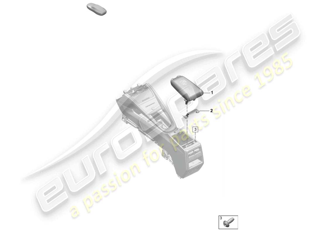 porsche 2025 (macan-e) centre console armrest porsche crest part diagram