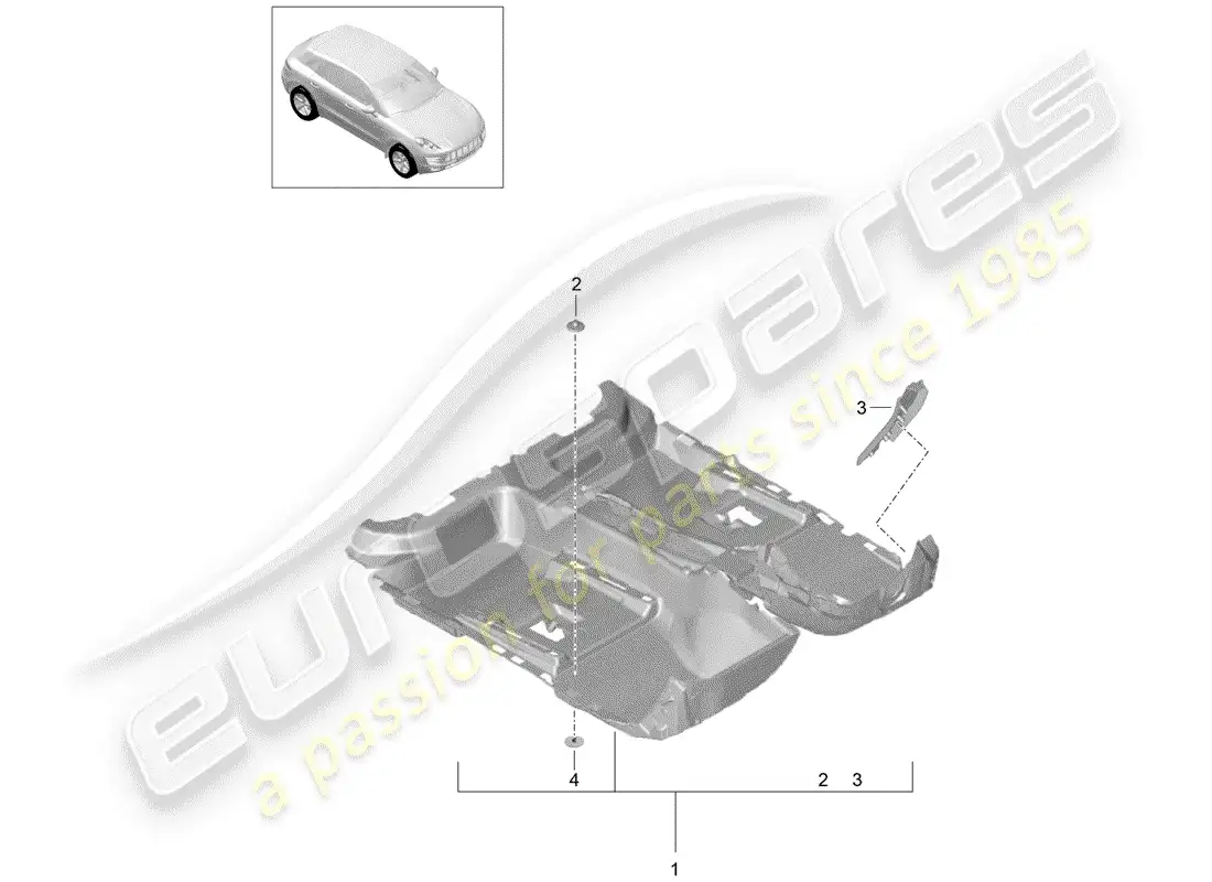 porsche 2014 (macan) flooring cover foot rest parts diagram