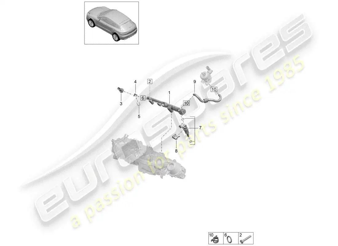 porsche 2020 (macan) fuel collection pipe high-pressure injector high pressure pump parts diagram