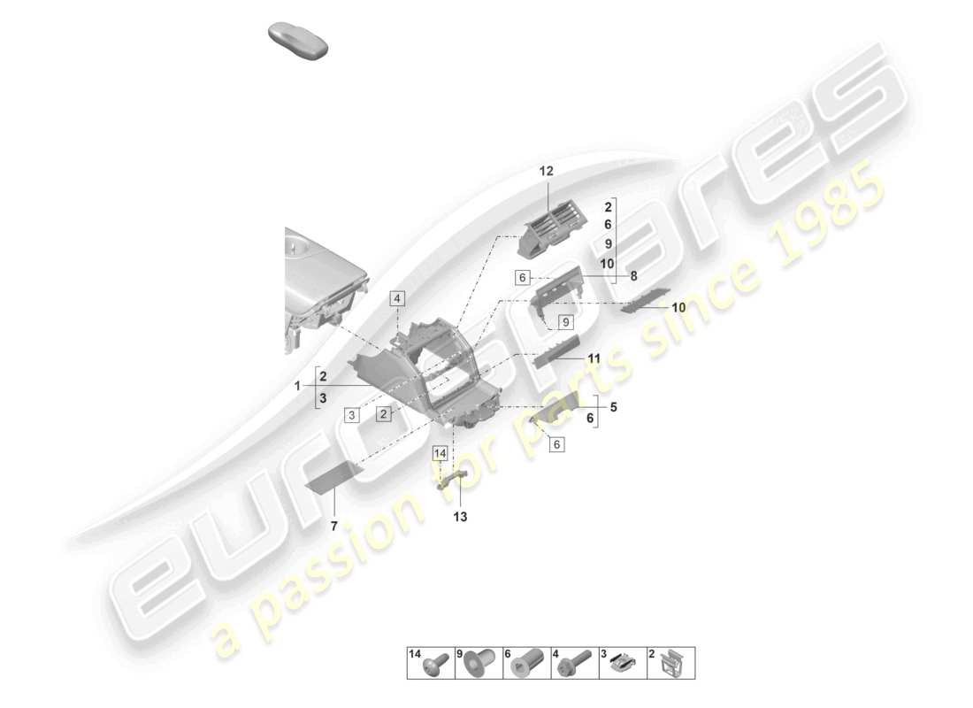 porsche 2023 (panamera 971-2) centre console rear parts diagram