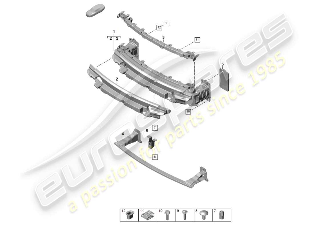 porsche 2024 (992-2) bumper carrier front part diagram