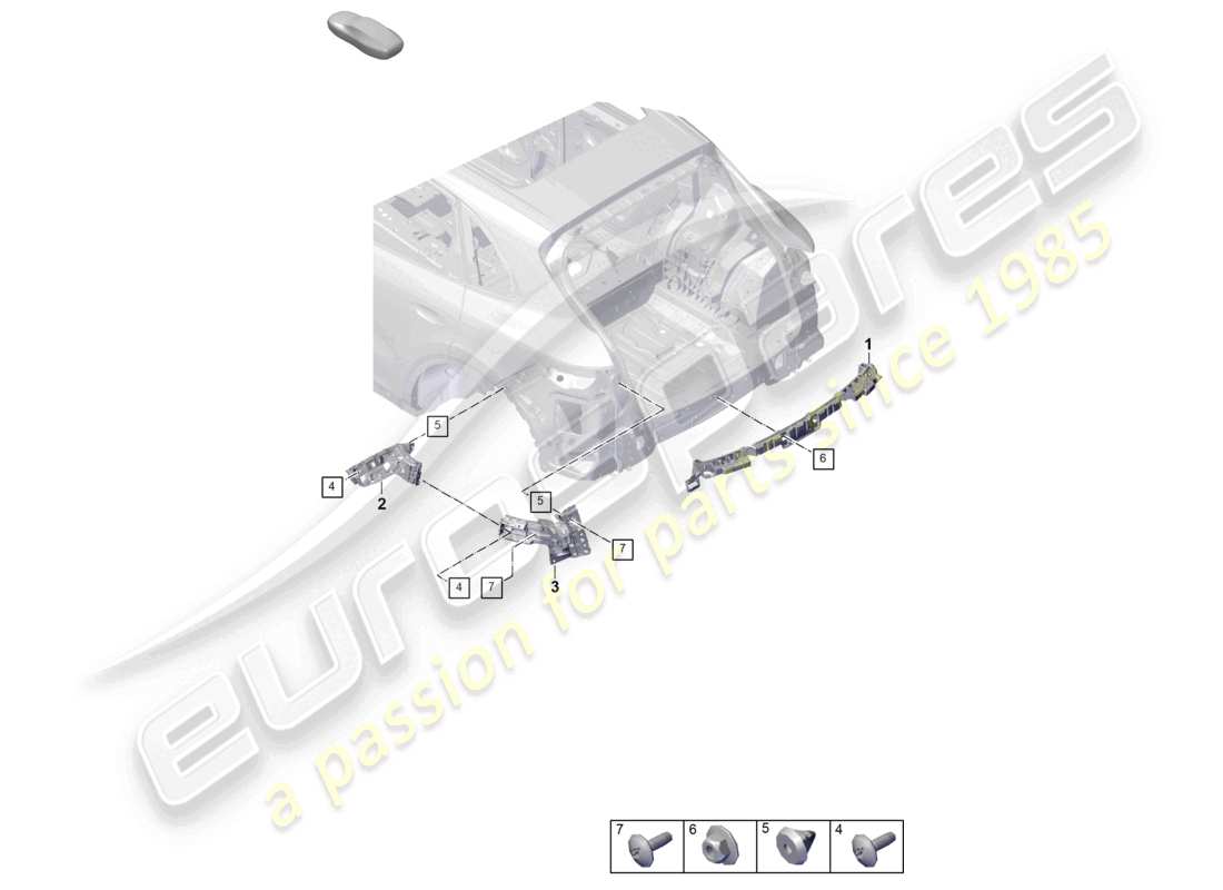 porsche 2025 (cayenne e3 pa) fasteners rear bumper for veh. fitted with standard exhaust system for the series part diagram