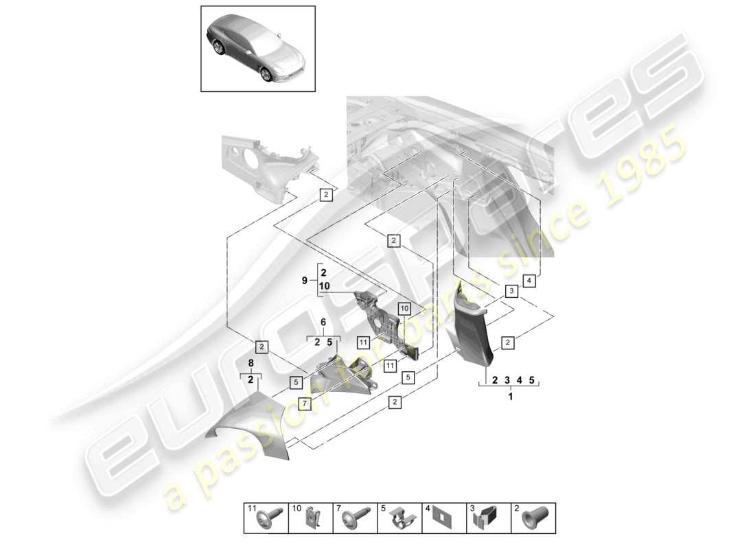 porsche 2021 (panamera 971-1) trim c-pillar part diagram