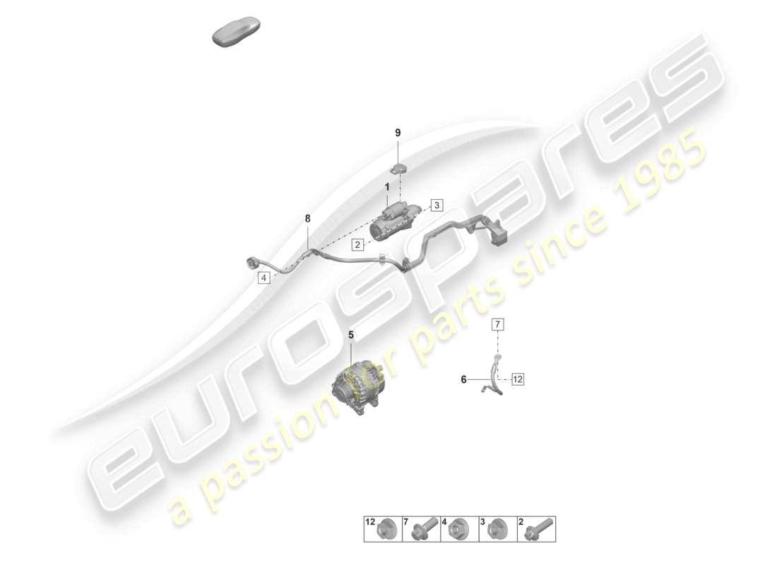 porsche 2025 (992-1 gt3/rs/st) starter alternator parts diagram