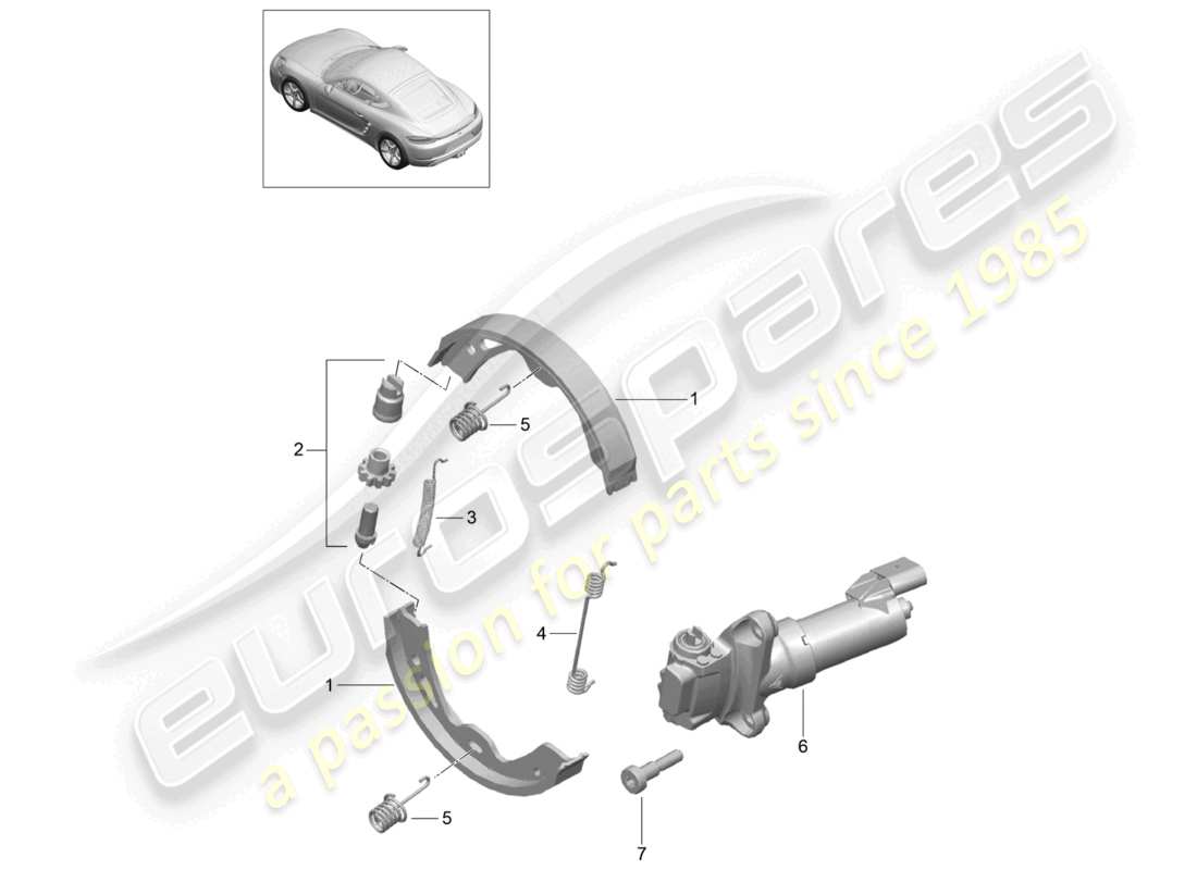 porsche 2022 (718 cayman) parking brake part diagram