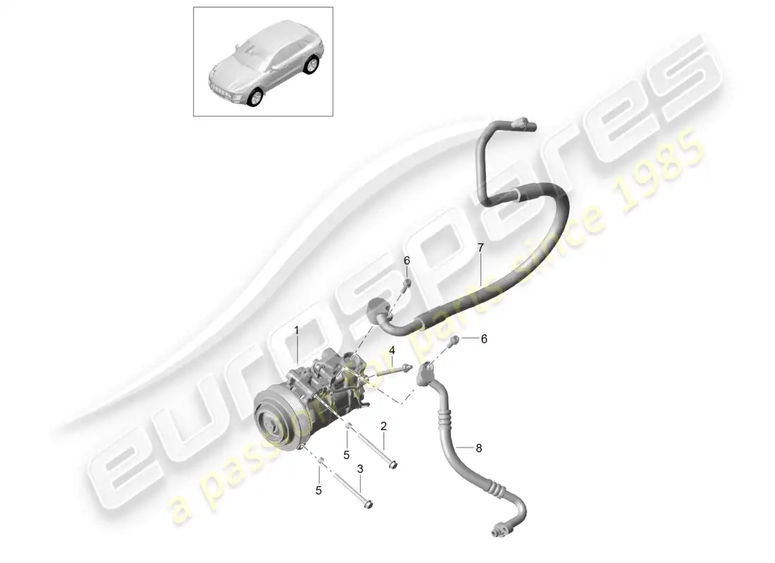 porsche 2014 (macan) compressor air conditioning r134a parts diagram