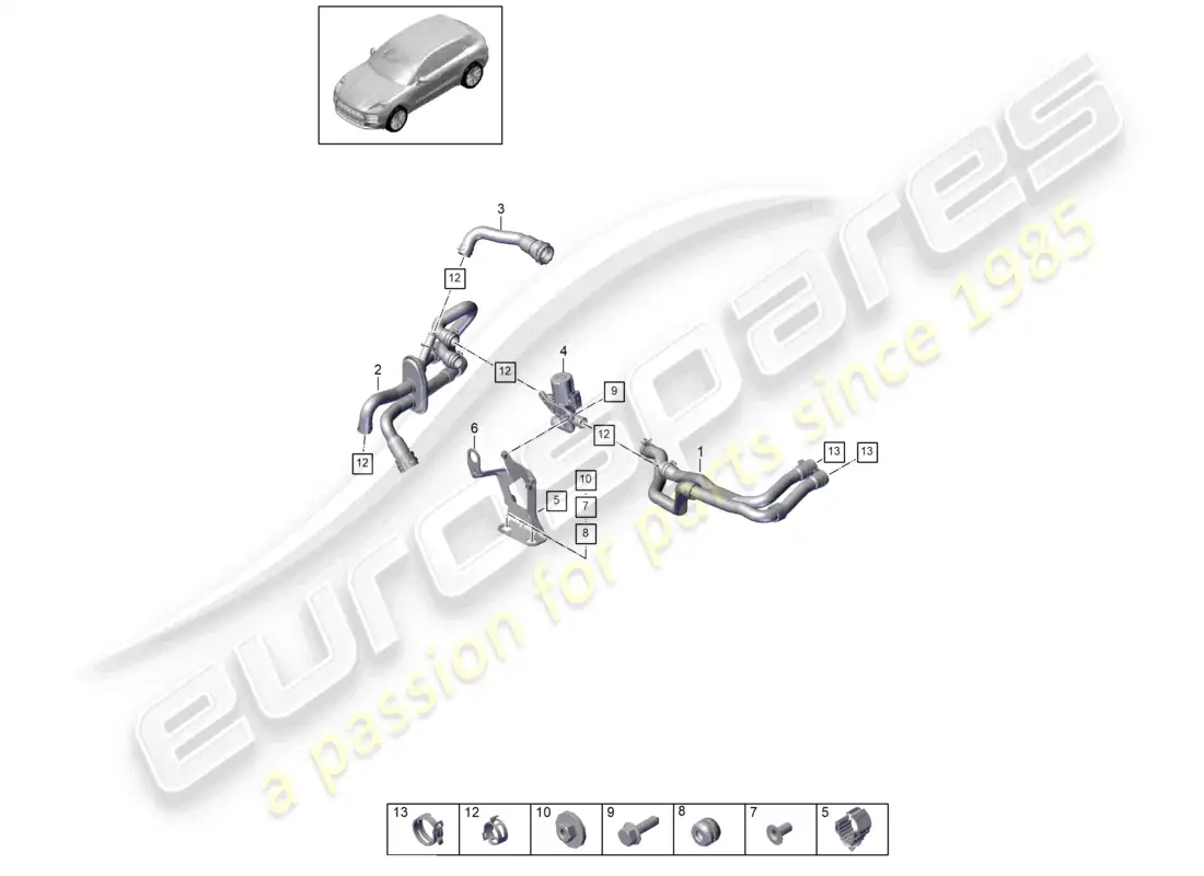porsche 2020 (macan) heater v6 turbo water box for models with supplementary heater d - mj 2020>> parts diagram