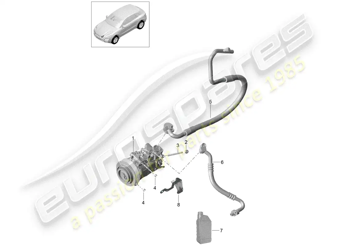 porsche 2014 (macan) compressor air conditioning r1234yf parts diagram
