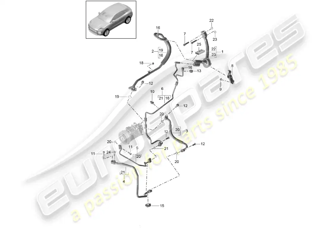 porsche 2014 (macan) refrigerant circuit r134a parts diagram