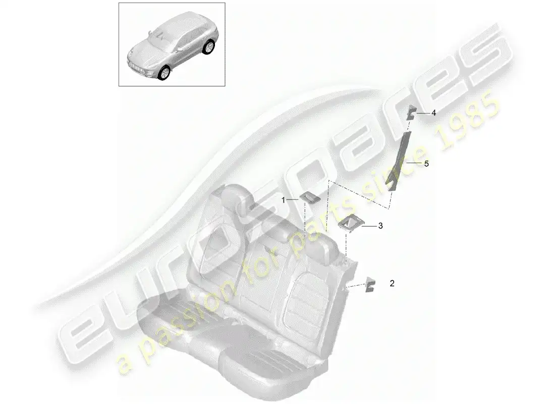 porsche 2014 (macan) seat and backrest surface accessories trim parts diagram