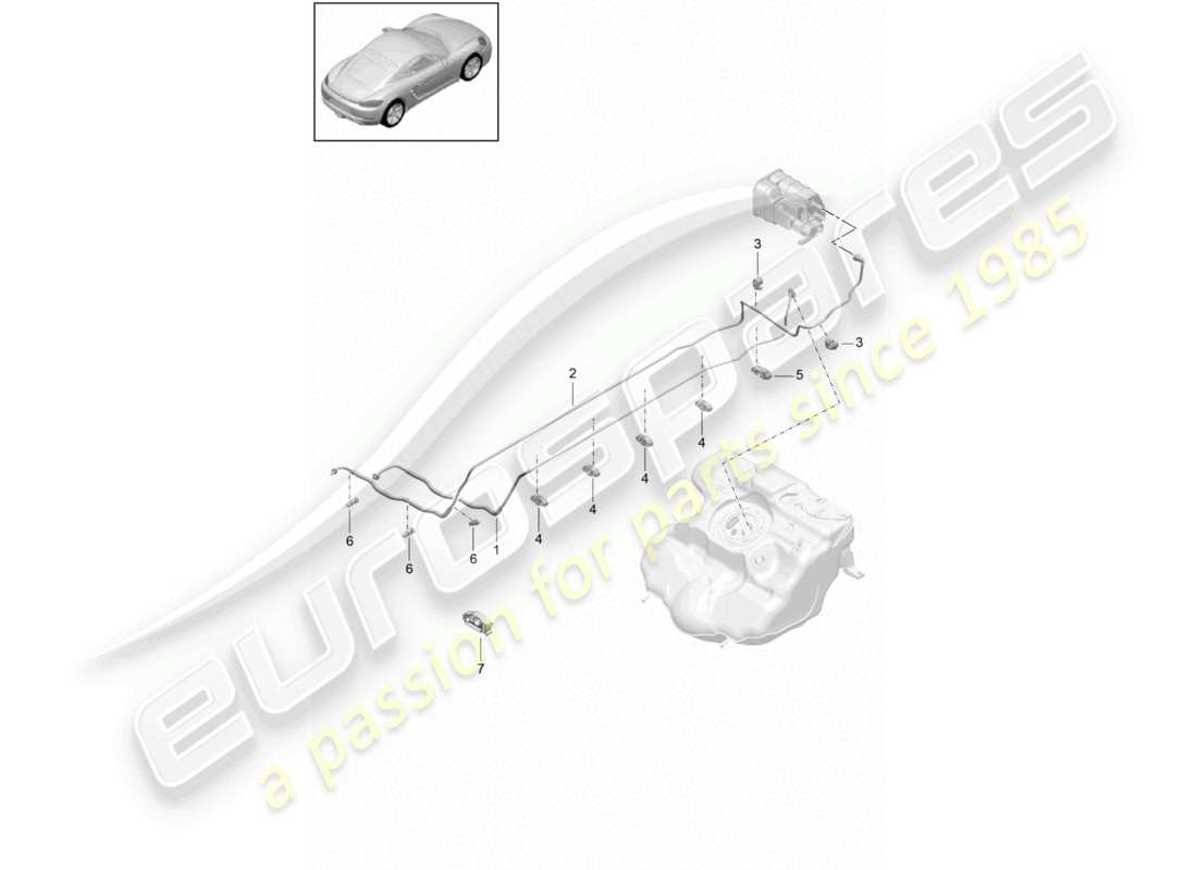 porsche 2024 (718 cayman) fuel line front fuel supply system parts diagram