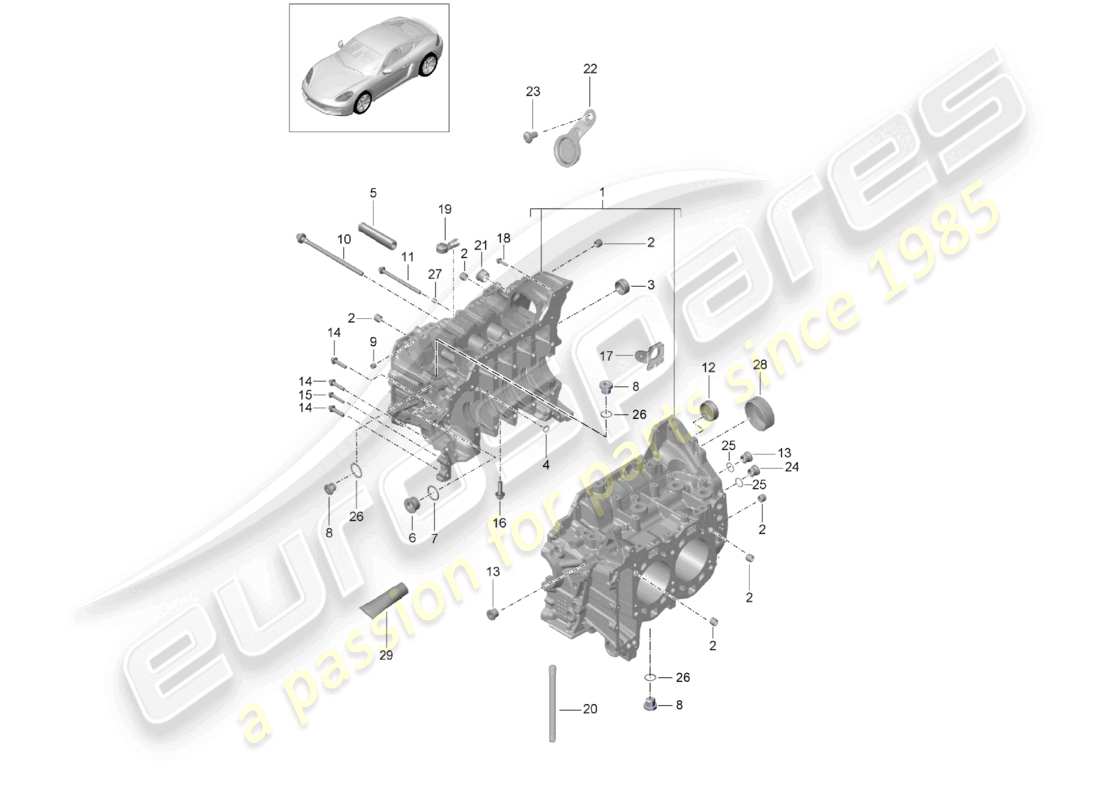 porsche 2026 (718 cayman) crankcase housing parts diagram