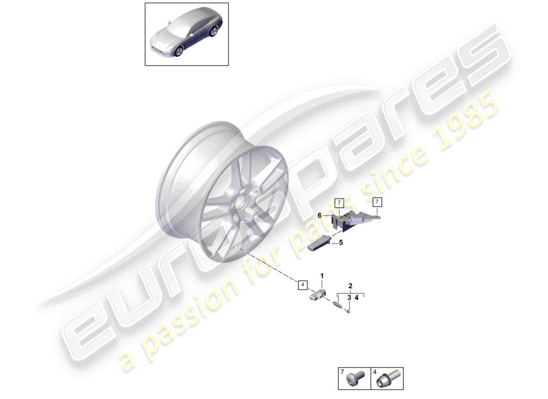 porsche 2021 (panamera 971-1) tyre pressure control system part diagram