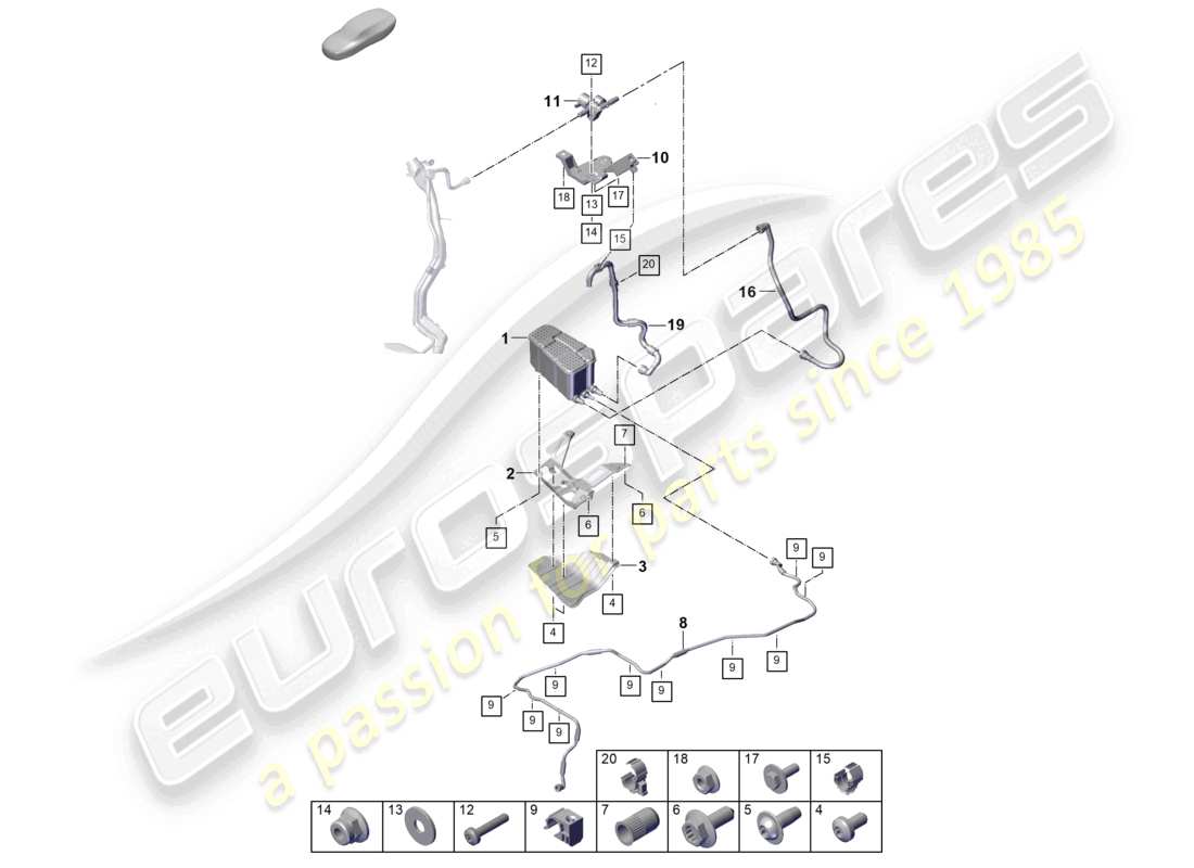 porsche 2024 (cayenne e3 pa) activated charcoal container part diagram