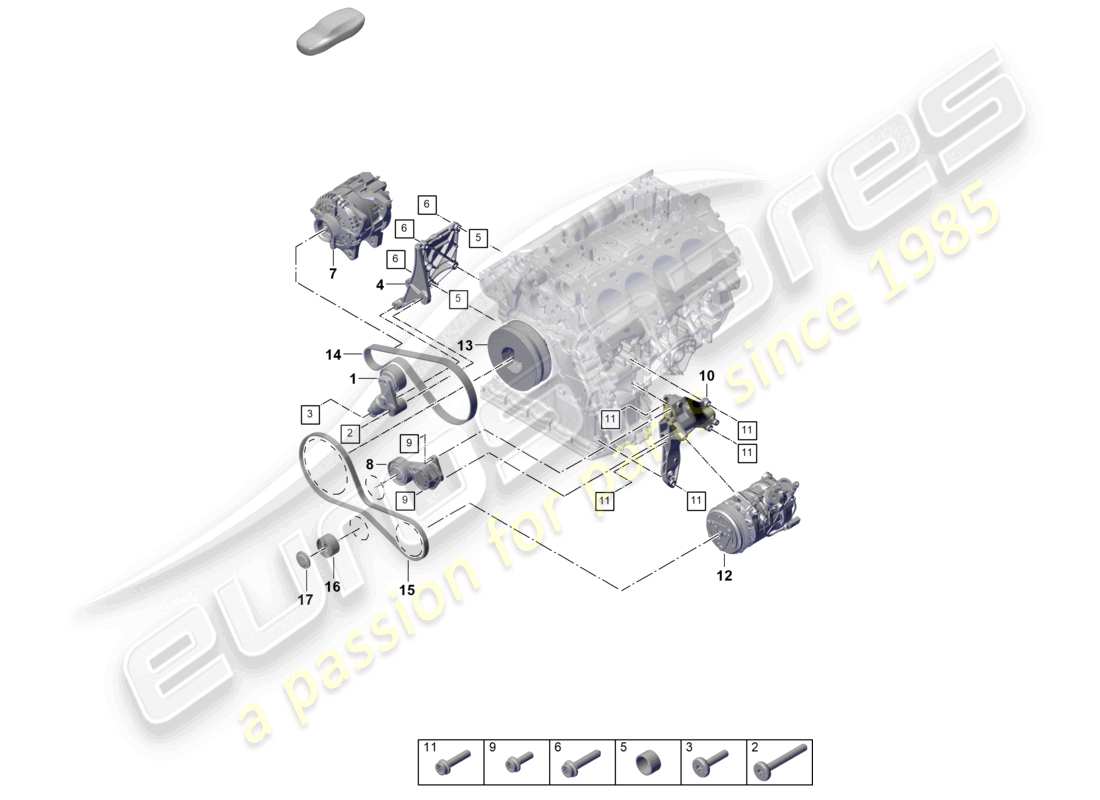 porsche 2023 (cayenne e3 pa) poly-v-belt belt tensioner damper part diagram