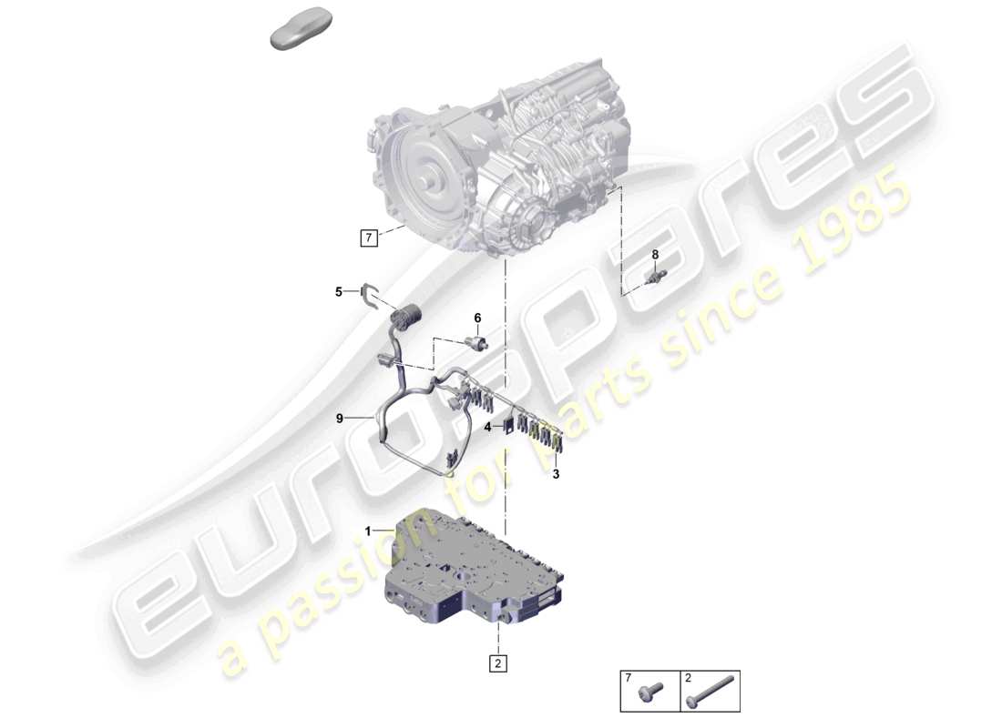 porsche 2026 (992-2 gt3/rs/st) 7-speed dual clutch gearbox - pdk - sensors part diagram
