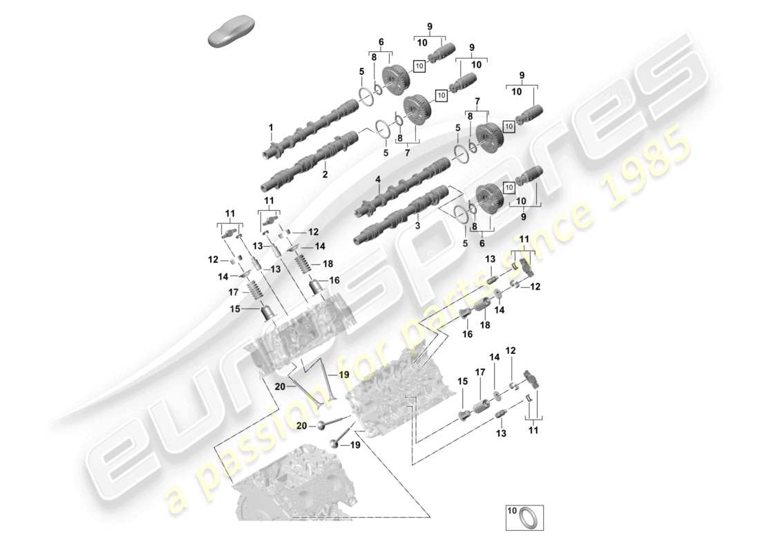 porsche 2025 (panamera 976) camshaft, valves parts diagram