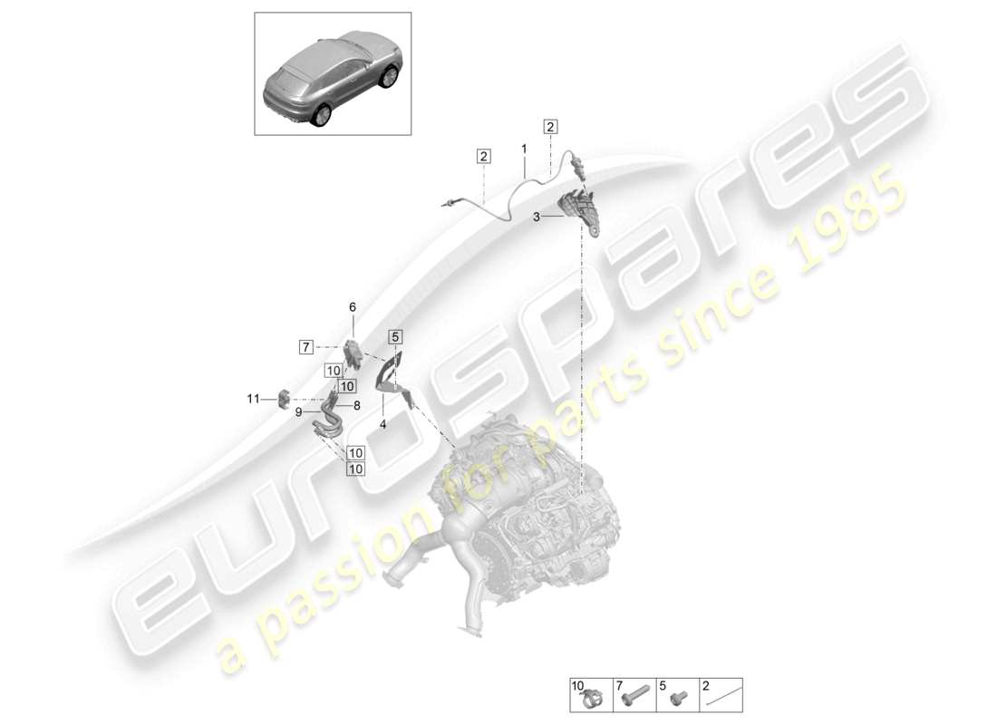 porsche 2021 (macan) pressure difference sender exhaust gas temperature sender for vehicles with a petrol particulate filter part diagram