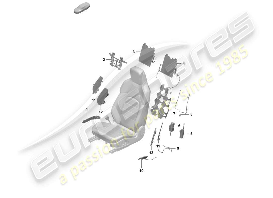 porsche 2024 (macan-e) pneumatic components for seat comfort seat sports seat part diagram