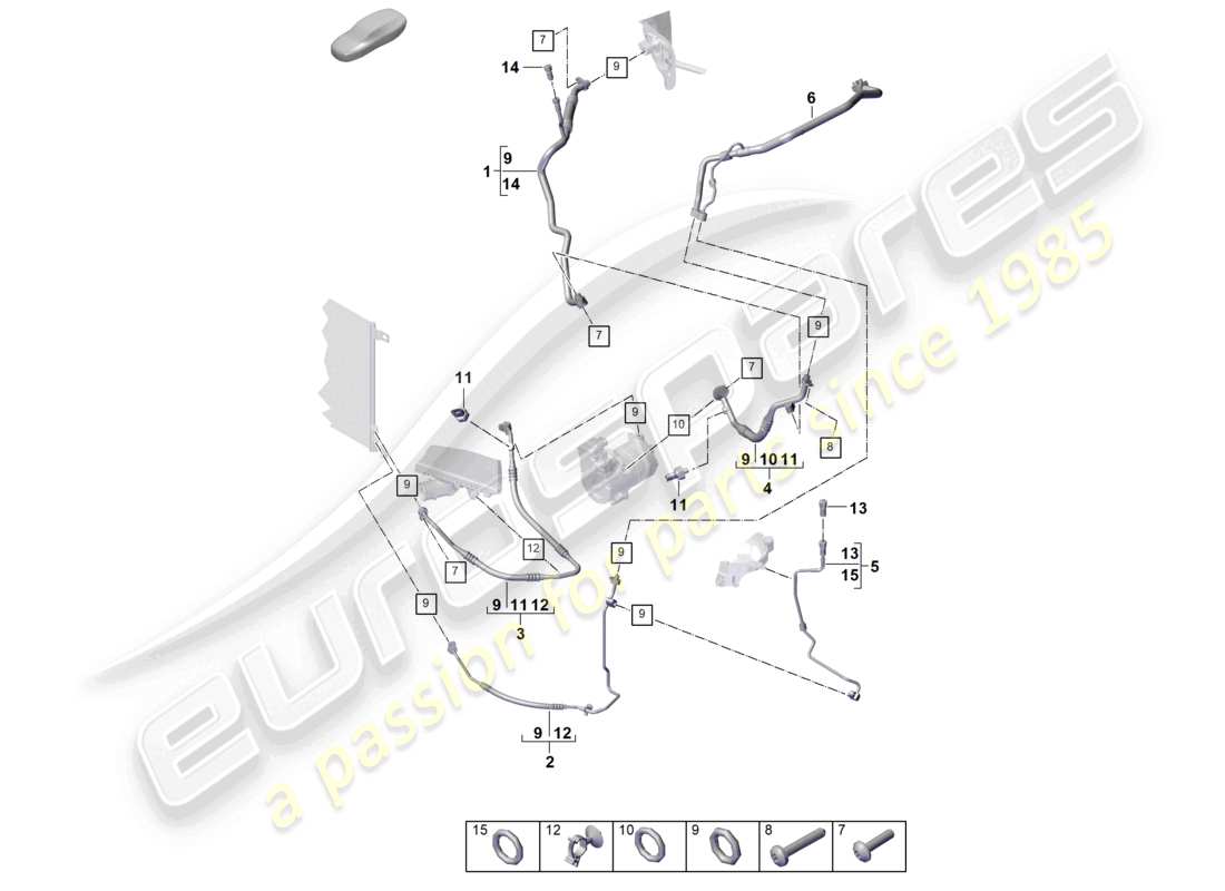 porsche 2026 (cayenne e3 pa) refrigerant circuit for vehicles with hybrid drive part diagram