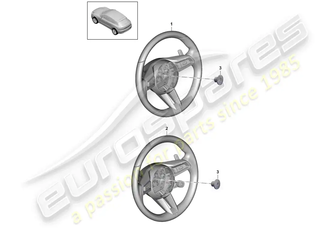 porsche 2020 (macan) mult.steering wheel (leather) pr:gp2 - pdk - parts diagram