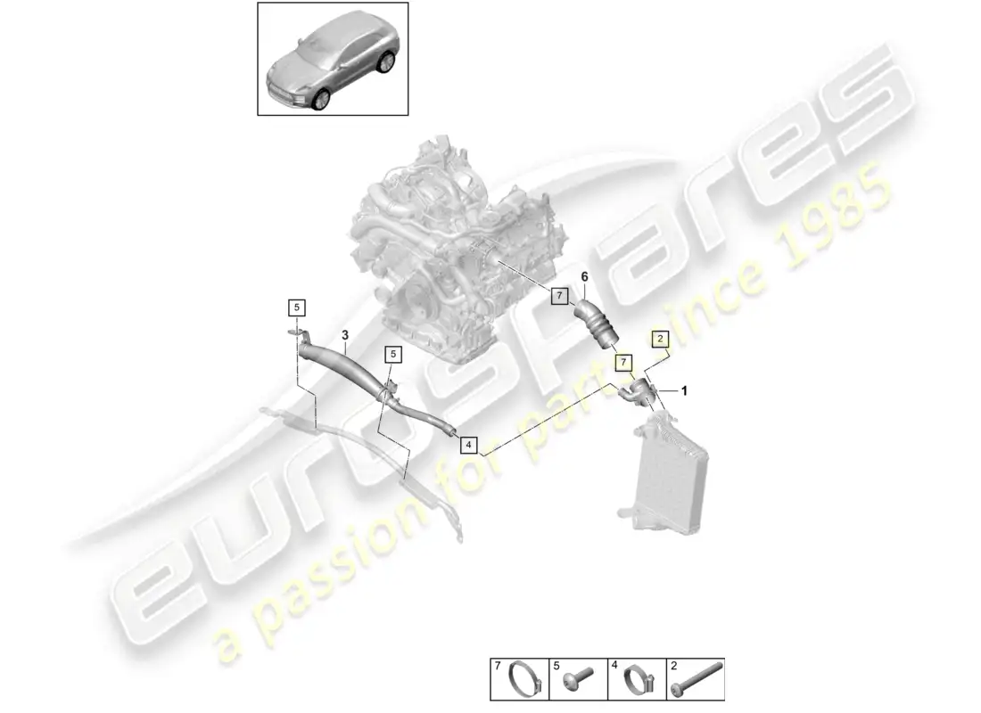 porsche 2020 (macan) charge air hose parts diagram