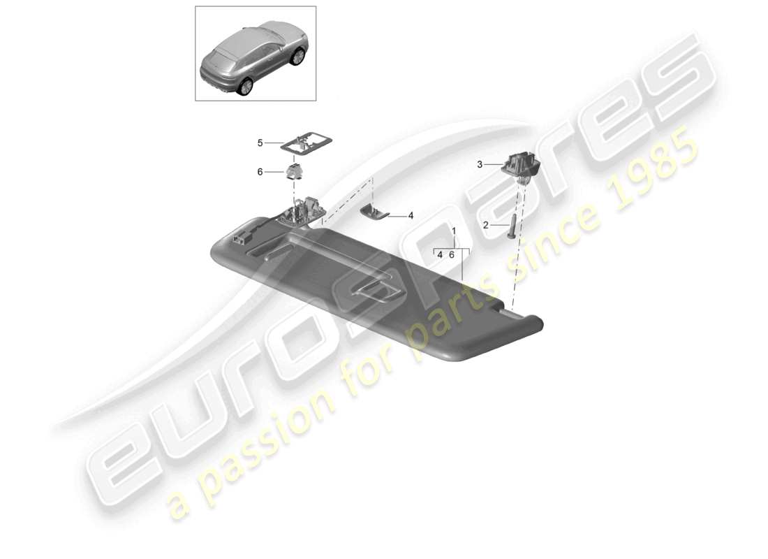 porsche 2021 (macan) sun vizors part diagram