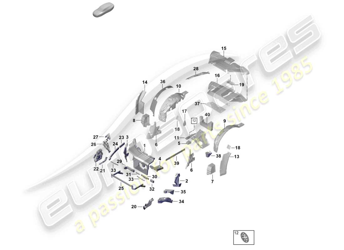 porsche 2025 (992-2) sound absorber damping body parts diagram