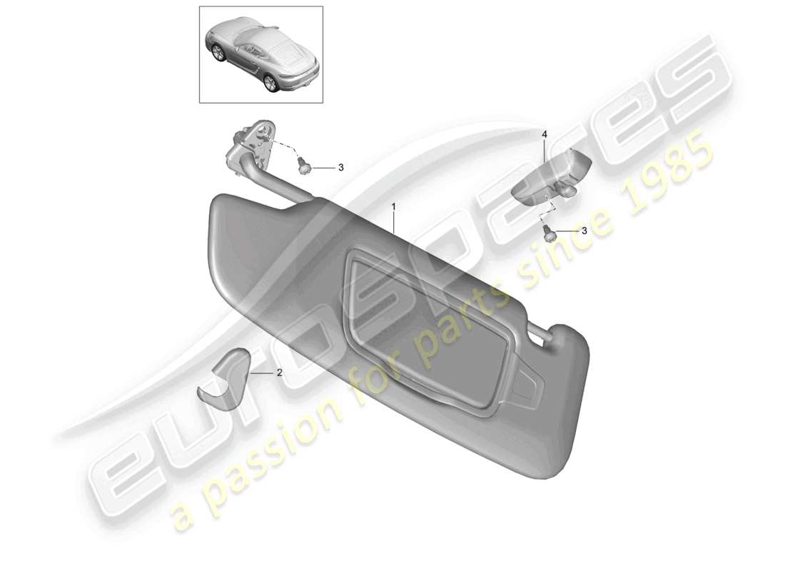 porsche 2026 (718 cayman) sun vizors parts diagram